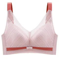 Ultra-thin And Light Luxury Full Cup Underwear, Mesh, Breathable And Comfortable, No Steel Ring - Pink - View 1