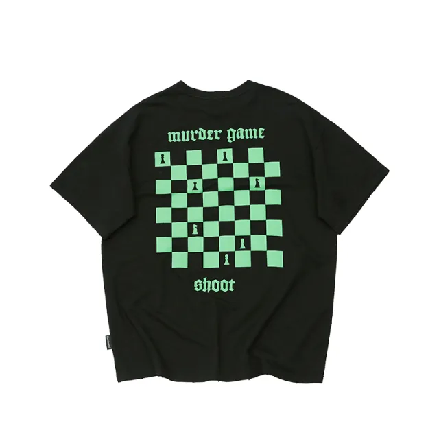 Checkerboard T shirt Short sleeved Washed And Worn Dark Green - Shop at LoveMi