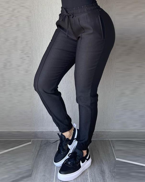 Title 2, Chezhe Dames Casual Broek Effen Kleur Slim Fit ...