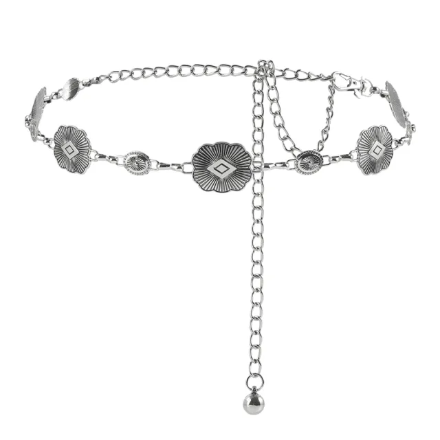 Vintage Ethnic Style Metal Waist Chain Do Old Craft Carved Body Chain Elegant Temperament Ladies Accessories Silver - Shop at LoveMi