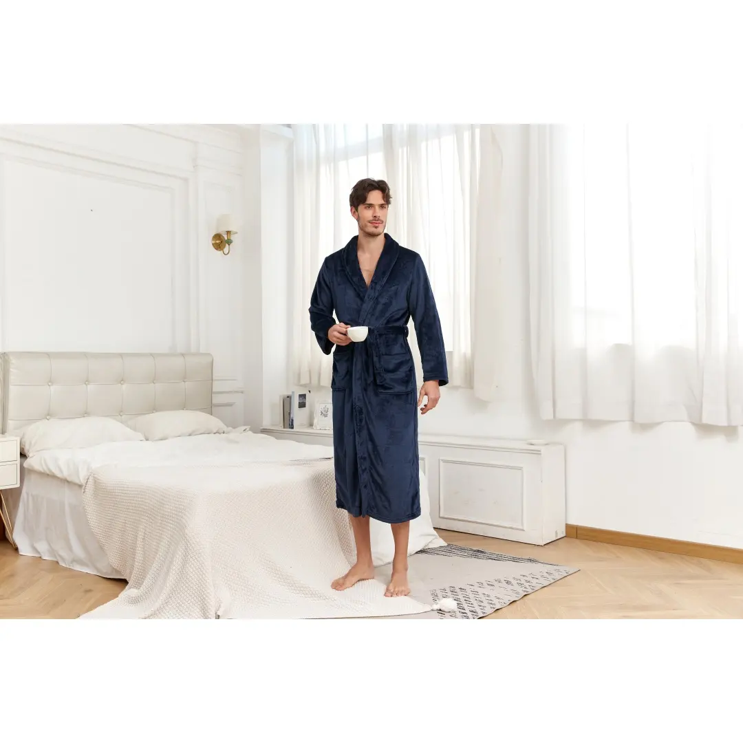 RONGTAI Mens Plush Long Robe Soft
