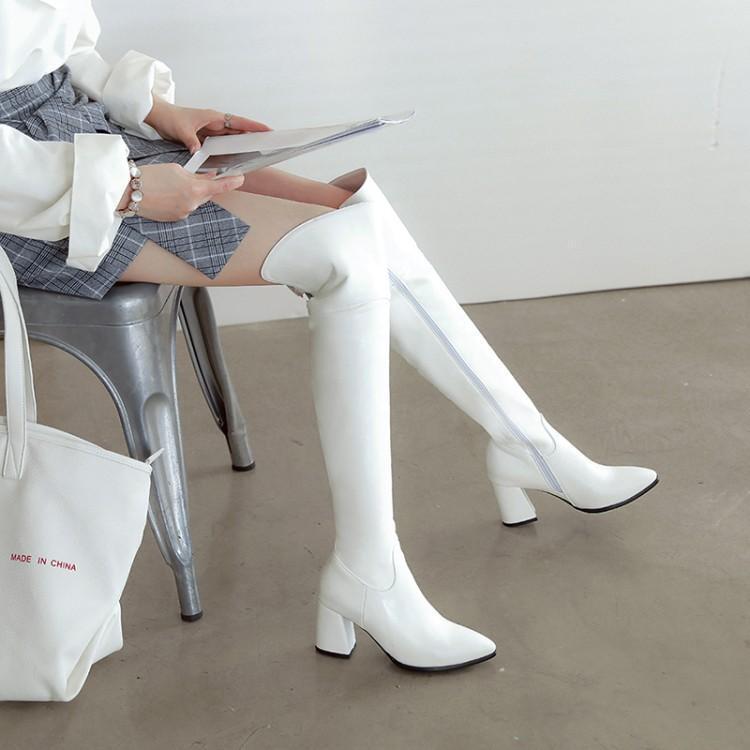 Thin Side Zipper Thick Heel Rider Boots