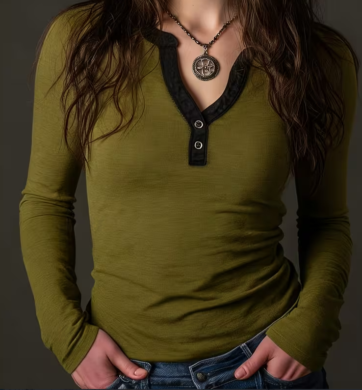 Gradient Henry Collar Long-Sleeve T-Shirt