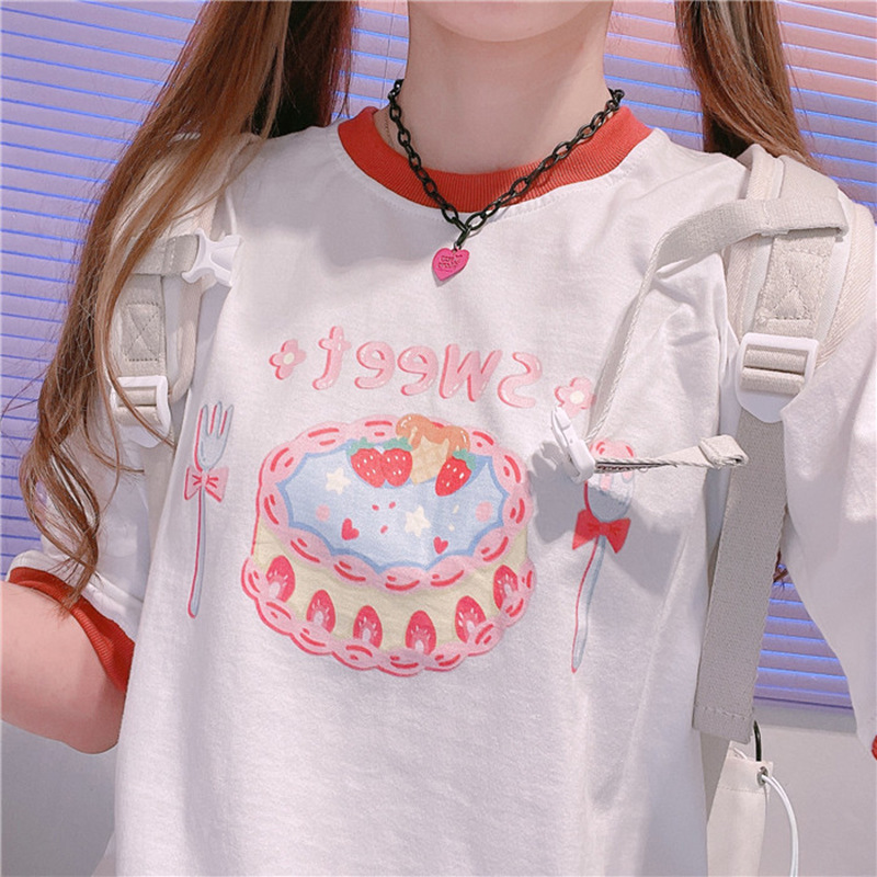 Title 3, Short-sleeved T-shirt, Cake Milkshake Printing,...