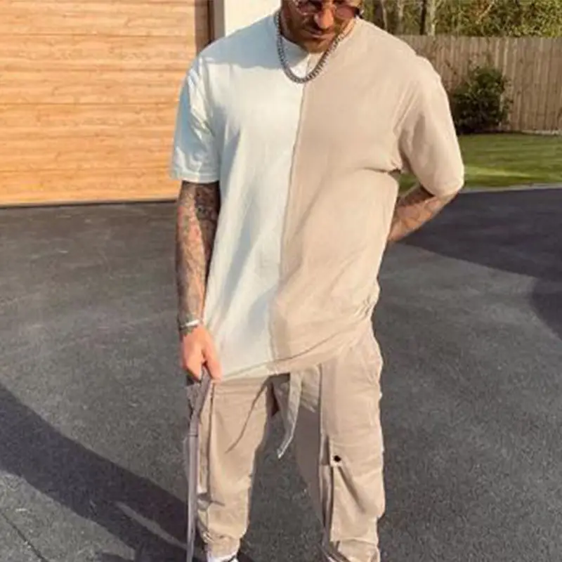 Men's Loose Casual T-Shirt Splicing Trend