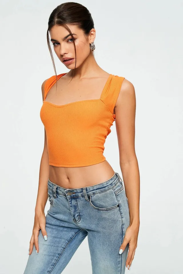 Crop Top Sweetheart Solid Ribbed Sleeveless Red - Shop at LoveMi