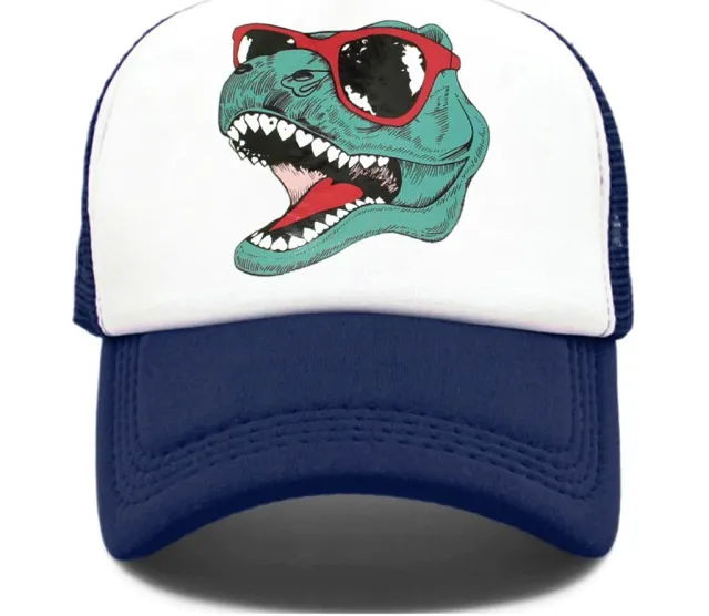Statement Dinosaur Print Soft Top Cap Navy Blue - Shop at LoveMi