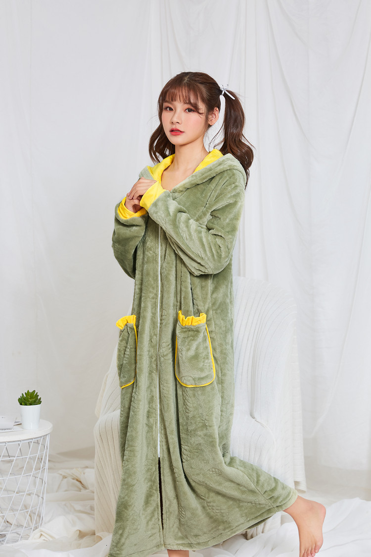 Title 5, Thick Coral Fleece Button Nightdress Women