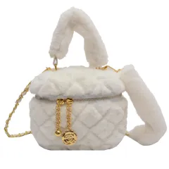 Women's Lingge Fashion Chain Small Handbag - White - View 1