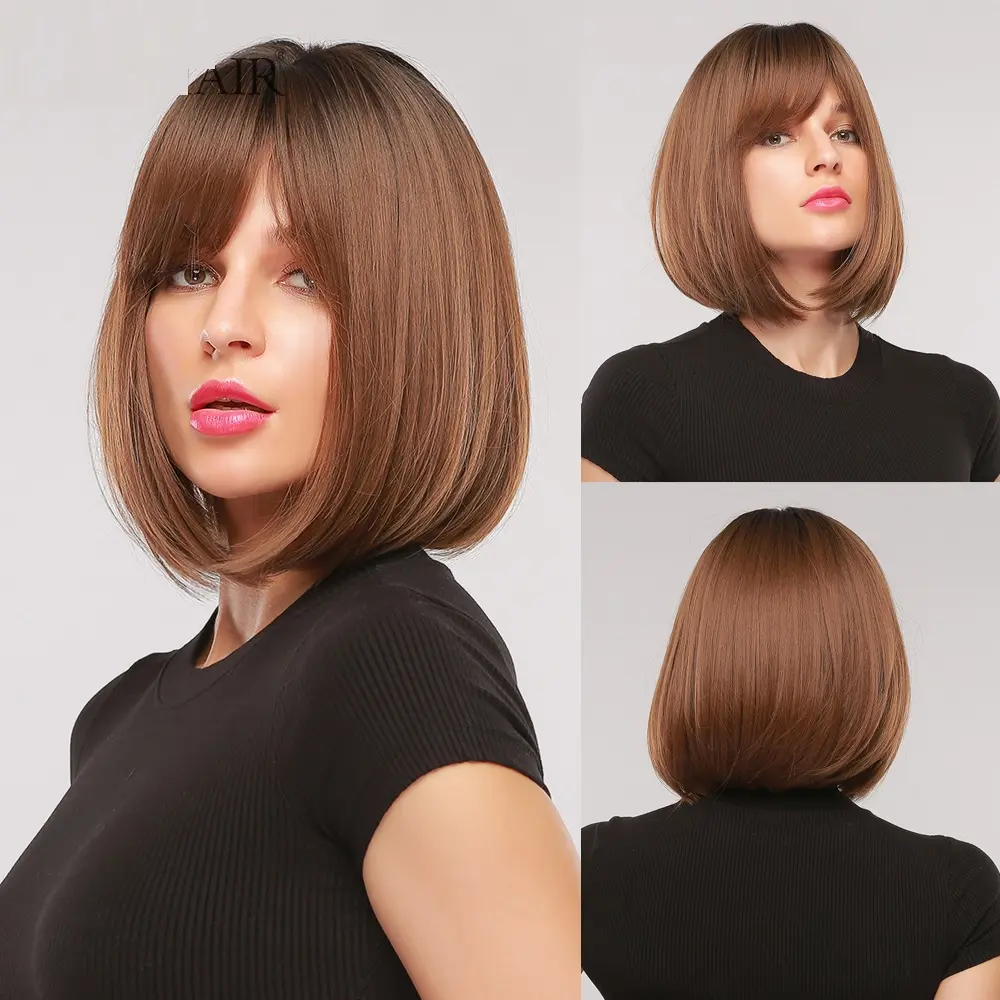 Gradual Golden Short Hair BOB Head Lifelike