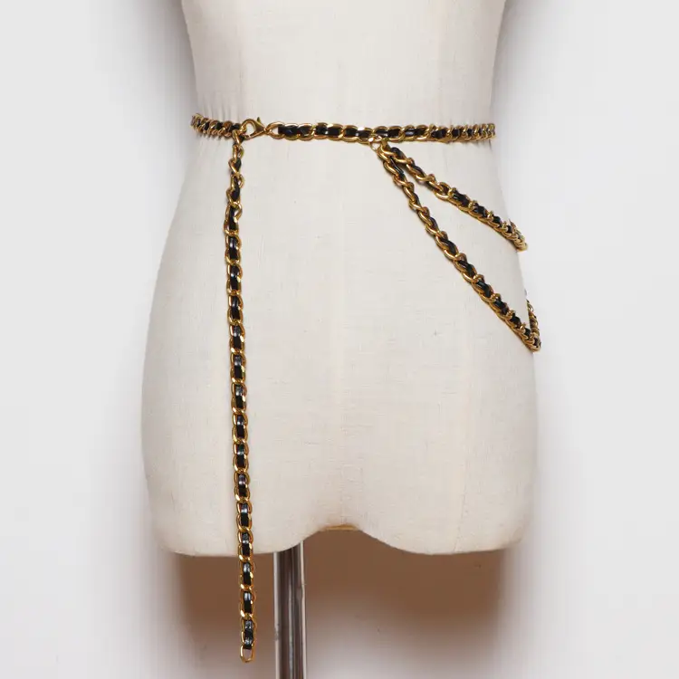 Gold And Silver Belt With Metal Multilayer Chain