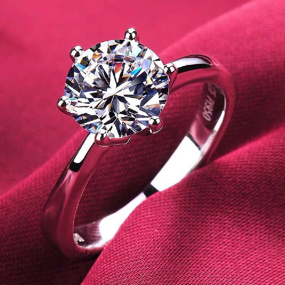 Title 1, Womens Simple Six Claw Diamond Ring Elegant an...