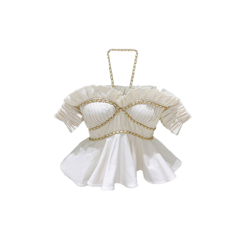 Women's Beautiful Back Skirt Top With Halter Neck And Wooden Ears