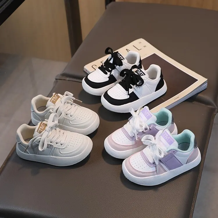 Spring Korean Classic White Sneakers Magic Tape Kids Casual