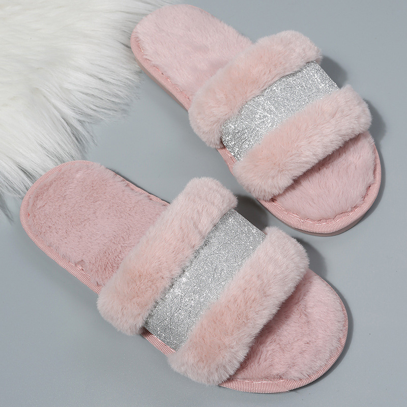 Women's Fashion Personality Warm Color Fur Slippers Pink - Shop at LoveMi