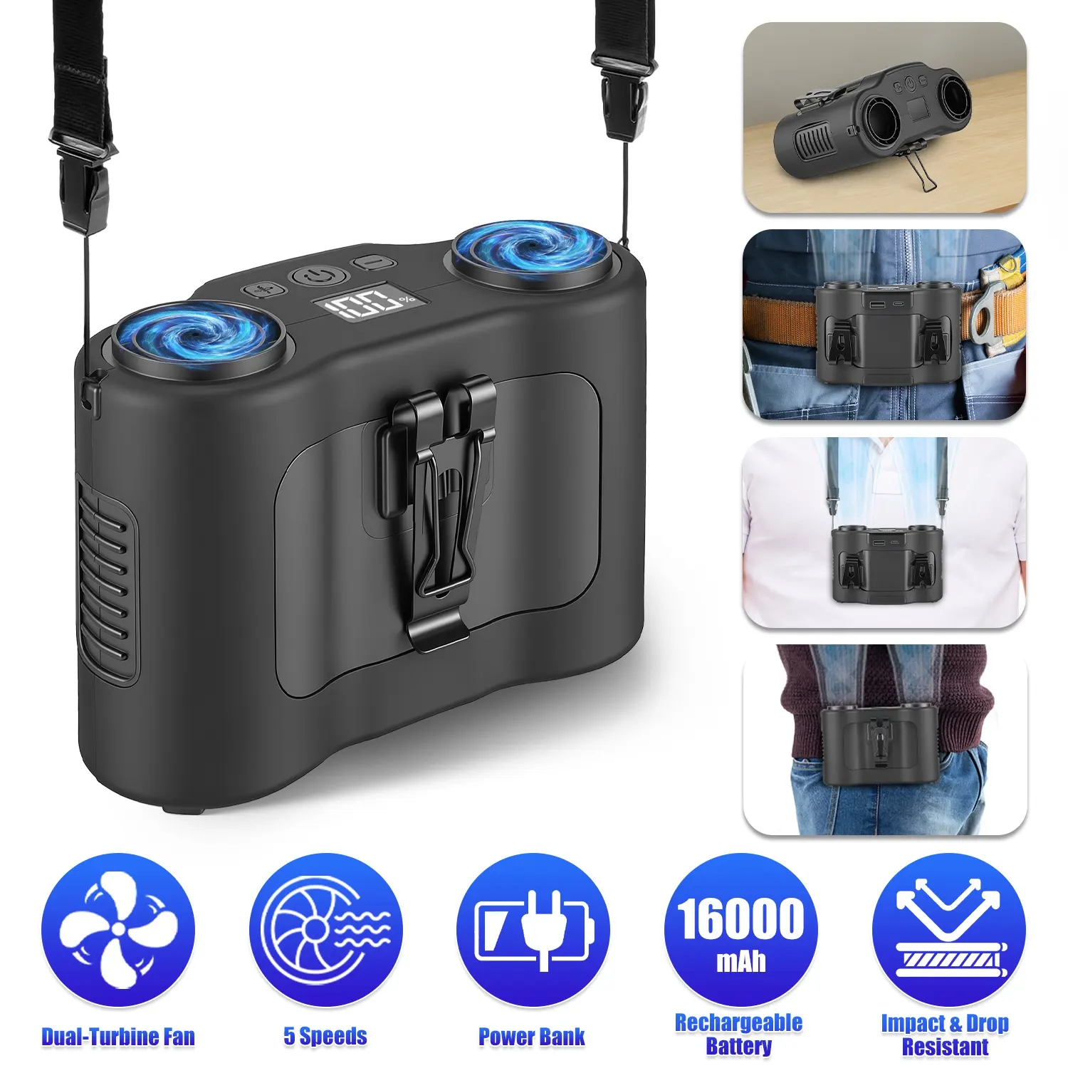 16000mAh 4 In 1 Dual Turbine Waist