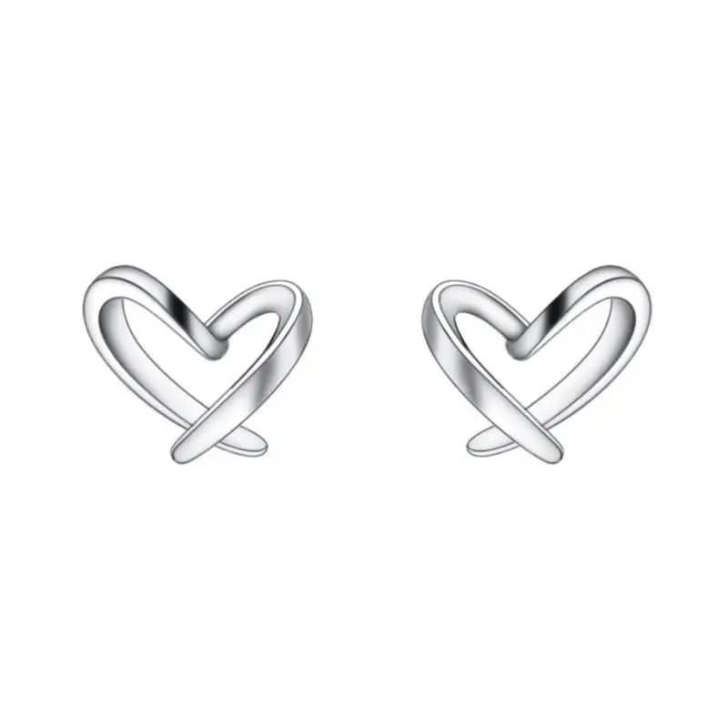 Sterling Silver Sweet Charm Romantic Heart Stud Earrings For Women