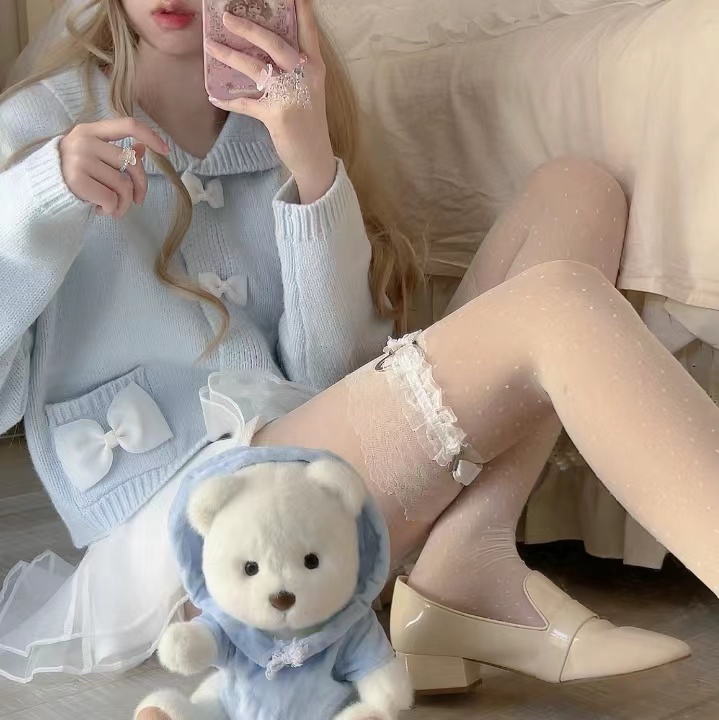 Bowknot Sweater Cardigan Suit