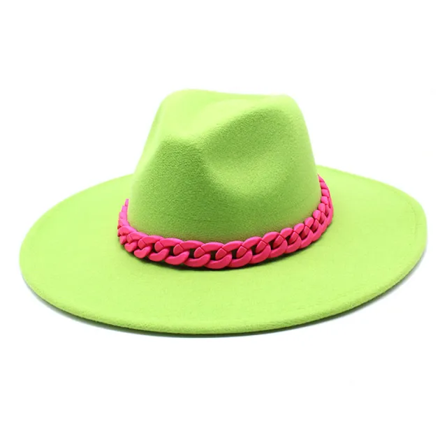 Men's And Women's Large Brim Wool Top Hat Fruit Green - Shop at LoveMi
