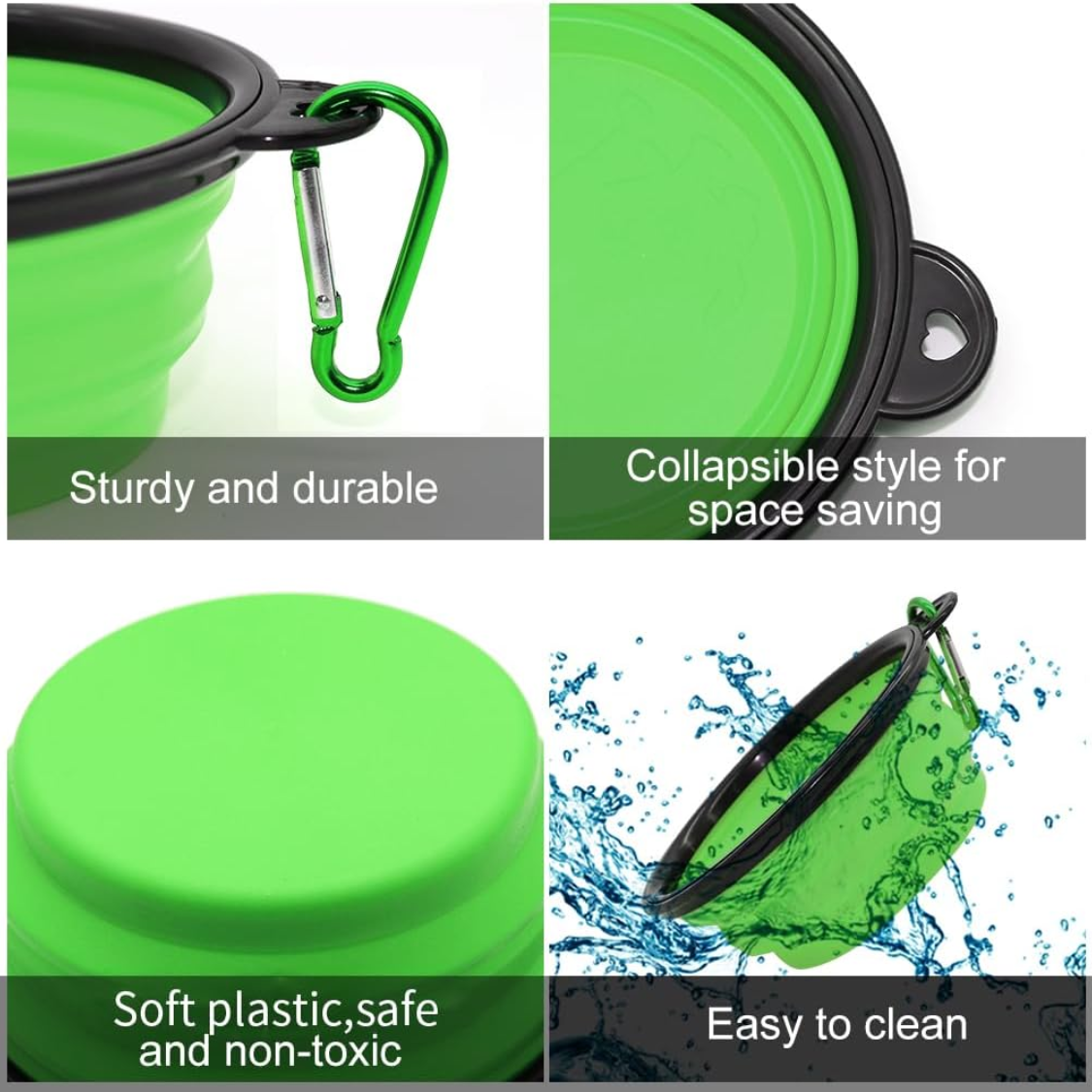 Dog Bowl Pet Collapsible Bowls, 2 Pack For Cats Dogs, Portable Pet Feeding Watering Dish For Walking Parking Traveling With 2 Carabiners — foto 7