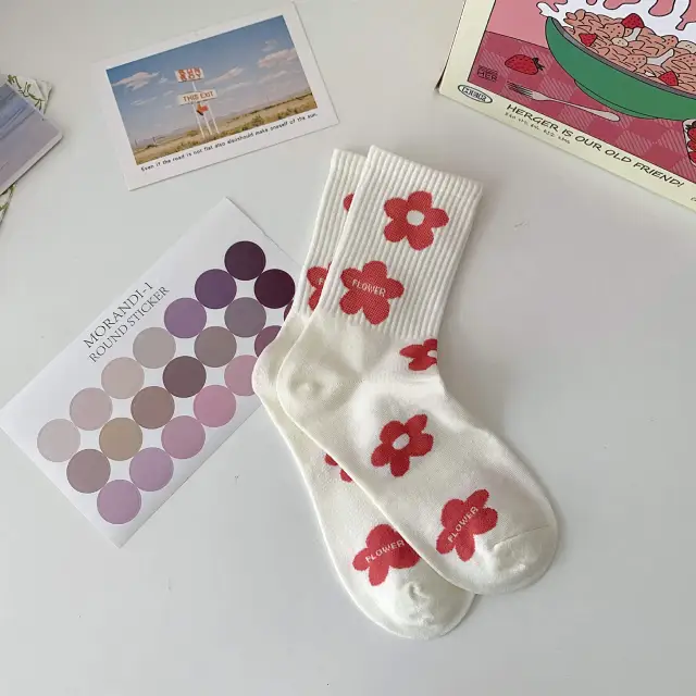 Flower Women Socks Fashion Cute Sweet Harajuku Flower - Shop at LoveMi