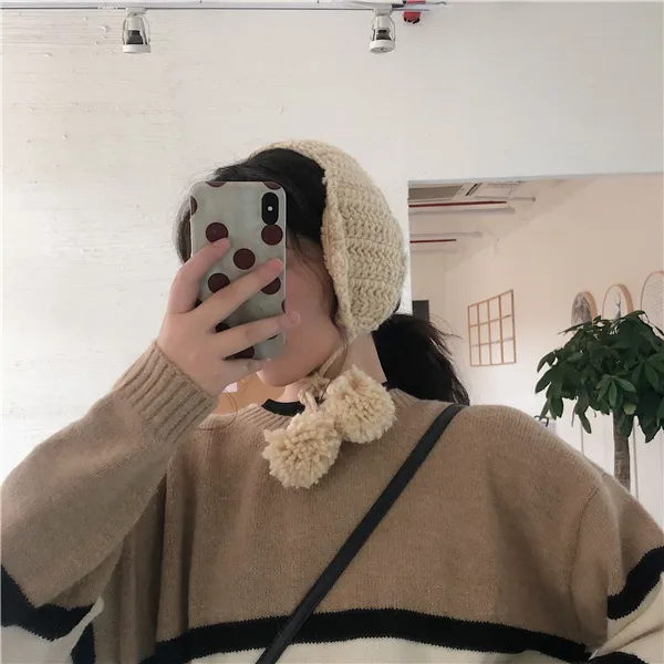 Autumn And Winter Cute Earflaps Warm With Velvet Earmuffs Beige - Shop at LoveMi