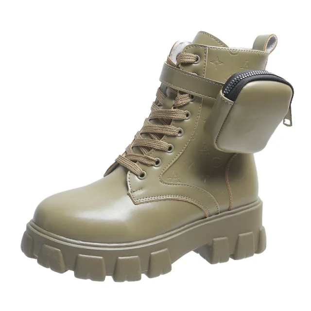 Martin Boots New Female Autumn Thick soled British Style Green - Shop at LoveMi