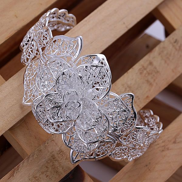 Silver Bracelet Triple Flower Quadruple Flower Bracelet