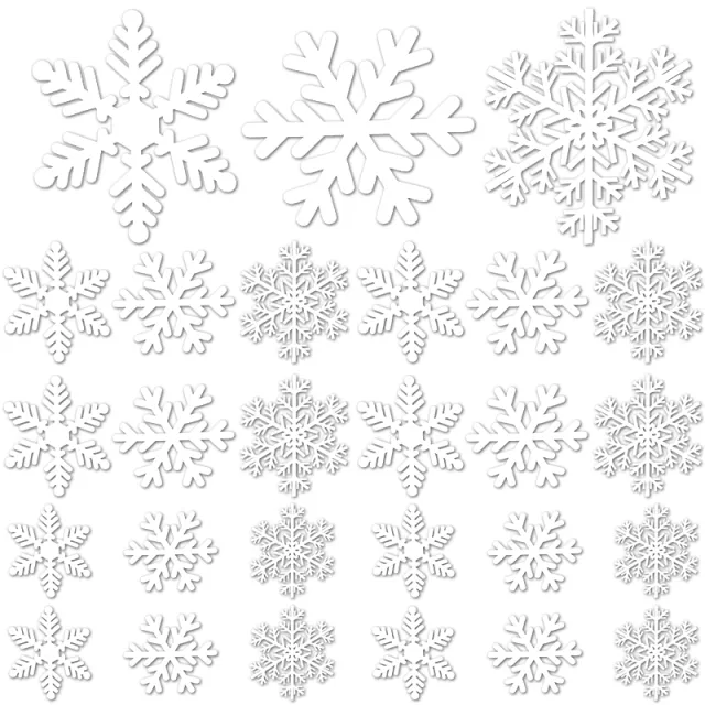 5 Sheets Christmas White Snowflakes Window Clings 3 Designs Snowflake Static Stickers Winter Snow Flakes Clings For Christmas New Year Home Office ... - Shop at LoveMi