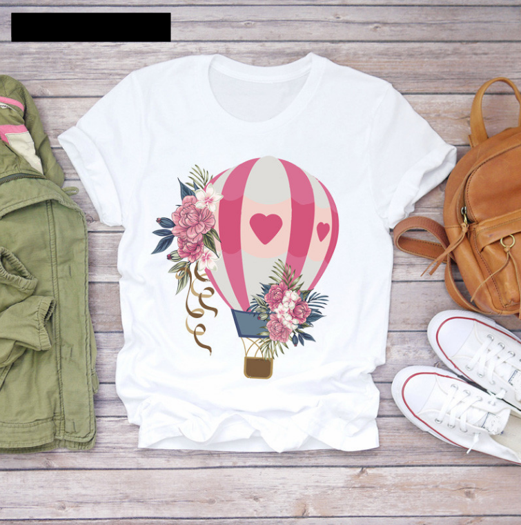 Fashion Print Ladies Loose Round Neck Top T-shirt