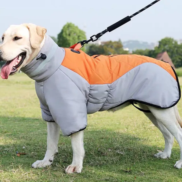 New Winter Dog Coat Waterproof Pet Clothes For Medum Large Dogs Warm Thicken Dog Vest Custome Labrador Jacket Grey Orange - Shop at LoveMi