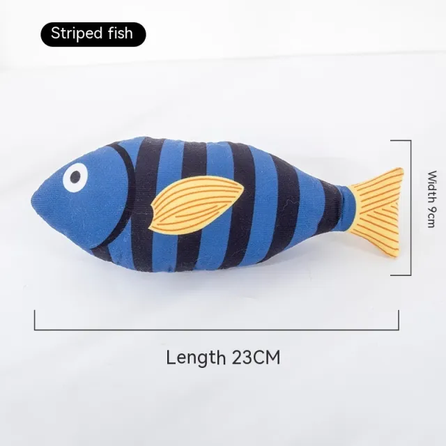 Cat Mint Self Hi Simulated Fish Molar Toy Tiger Pattern Carving - Shop at LoveMi