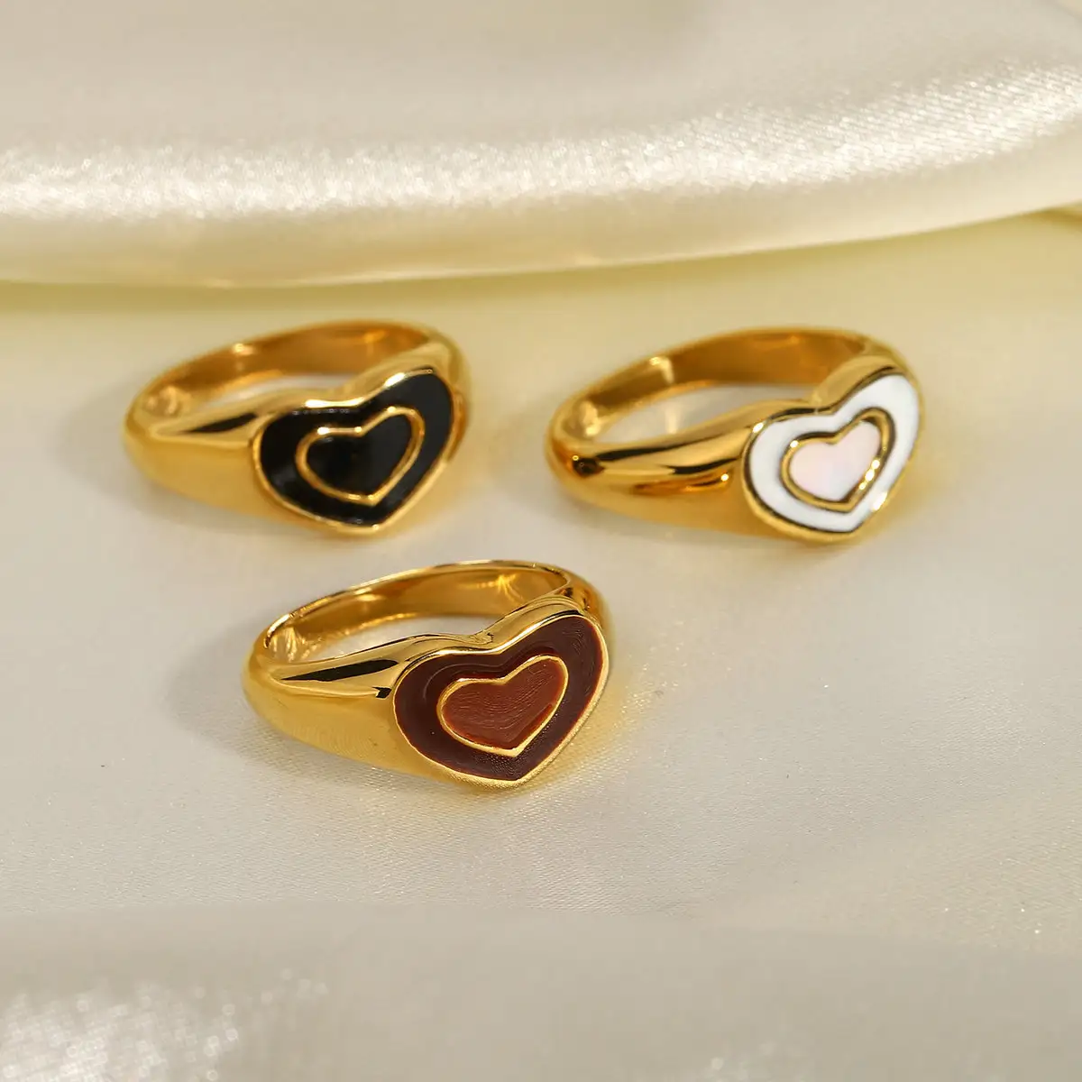 Metal Love Heart Ring Titanium Steel Peach Heart Ring
