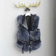 Women's Leather Vest Jacket Winter New Korean Version - Blue Ribbon Tip - View 1