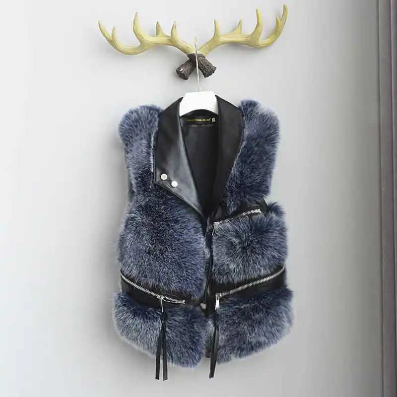 Women's Leather Vest Jacket Winter New Korean Version - Blue Ribbon Tip