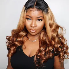 Ombre Lace Front Human Hair Wigs Remy Colorful - 150Density - View 1