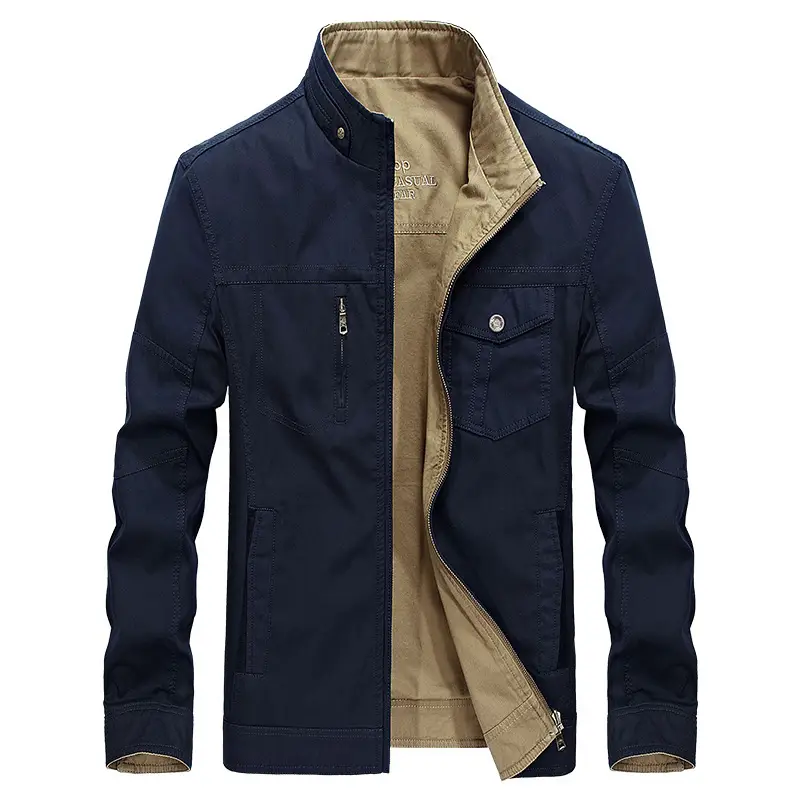 Men's Stand Collar Jacket Coat Without Hood
