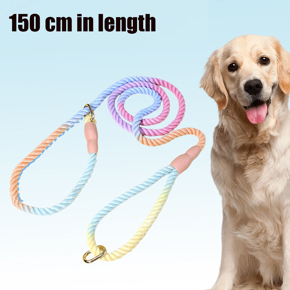 1Pc 150cm Gradient Colors Handmade Braided Rope Training Leash For Dogs — image 6