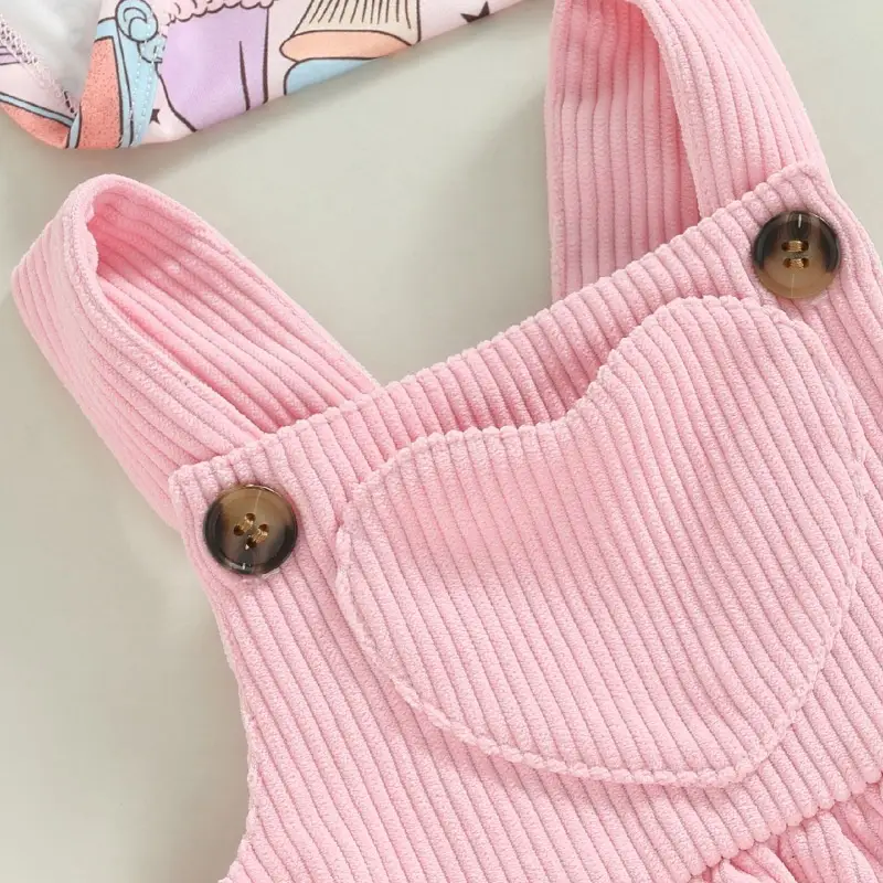 Baby Suspender Skirt Outfit Girls' Printed Top Siamese Triangle Romper Two-piece Corduroy Skirt