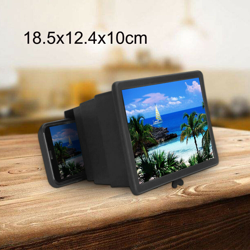 3D Mobile Phone Screen Magnifier 12in HD Video Amplifier For Smartphone Stand