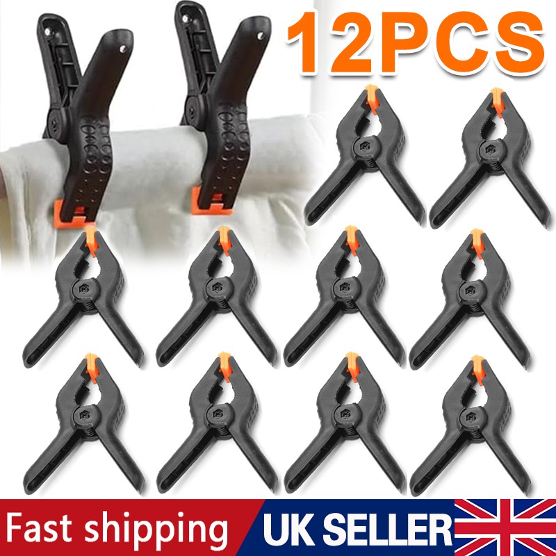 12X Large Spring Clamps 6 Set Heavy Duty Market Tarpaulin Quick Grip Clips UK — image 3