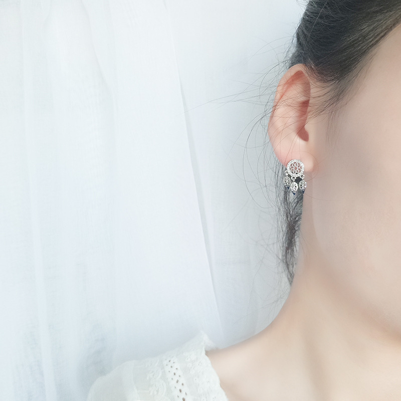 S925 Sterling Silver Dream Catcher Earrings Women
