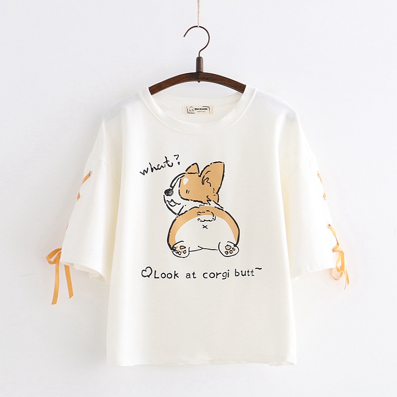 Fashion Cartoon Animal Print Short Sleeve White - Shop at LoveMi