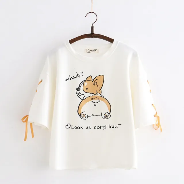 Fashion Cartoon Animal Print Short Sleeve White - Shop at LoveMi
