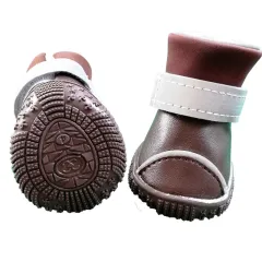 Small Dog Pet Dog Waterproof Rain Boots - Coffee - View 1