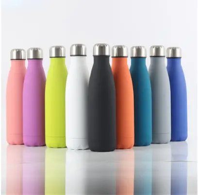 Insulated Stainless Steel Water Bottle Mug Rubber Painted Surface