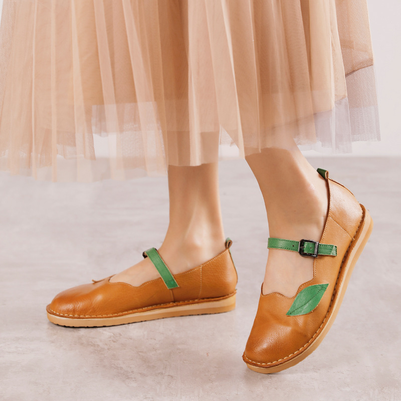 Spring And Summer New Round Head Shallow Mouth Retro Women's Shoes