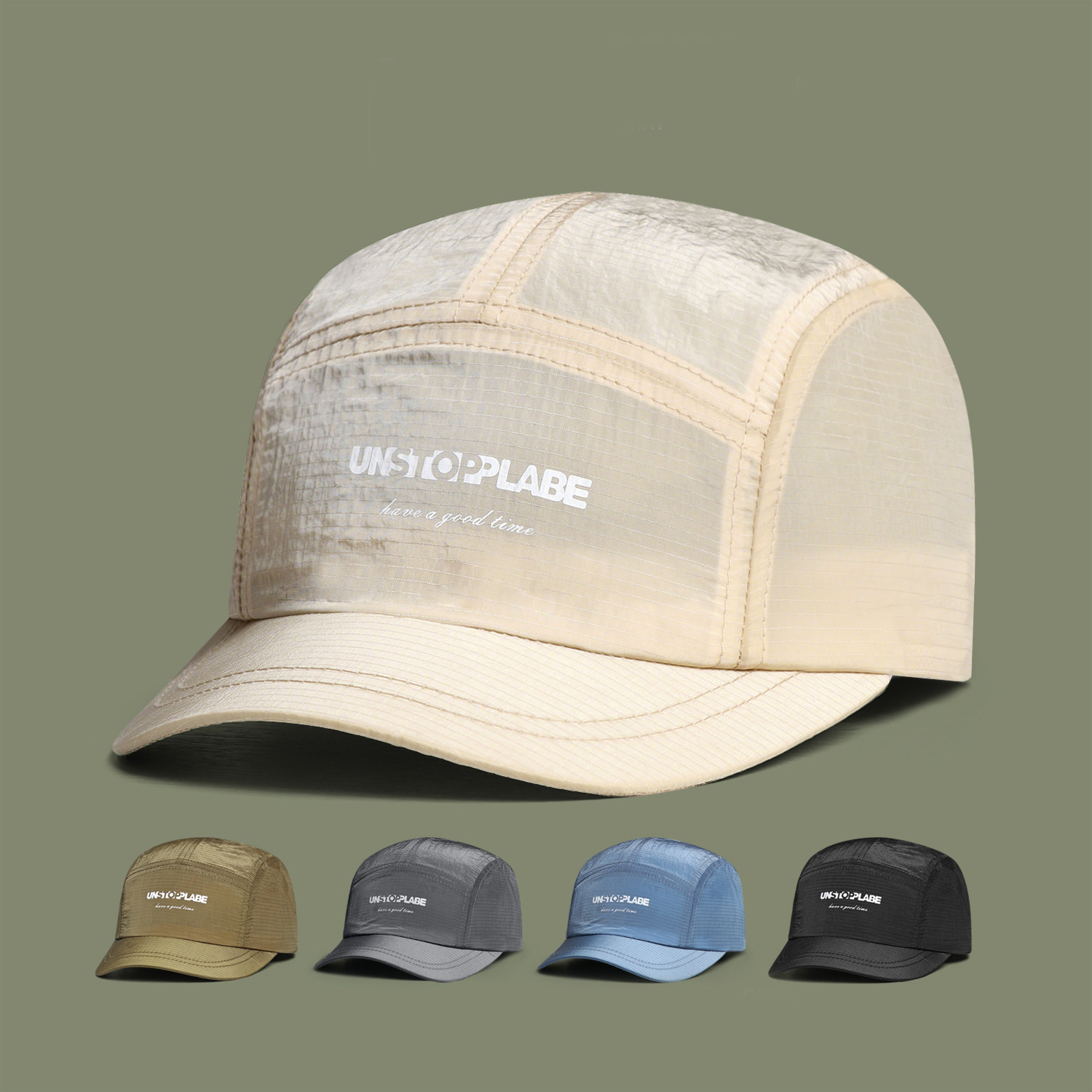 Men's STOP Letter-check Pattern Quick-drying Lightweight Casual Sports Style Baseball Cap For Daily Commuting, Mountain Climbing And Fishing.