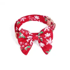 Pure Cotton Dog Necklace Christmas Flower Colour Removable Bow Tie Pet Neck Ring - Red - View 1