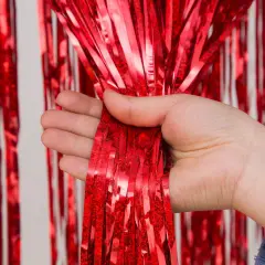 Thicken A Little Bit Of Laser Rain Silk Curtain Wedding Party Event Background - Red - View 1